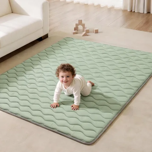 Miniatura 16 de Blissful Diary Alfombras de Juego para Bebés para Piso, Alfombra de 50x50 Pulgadas para Gatear para Corral, Alfombras de Juego de Espuma