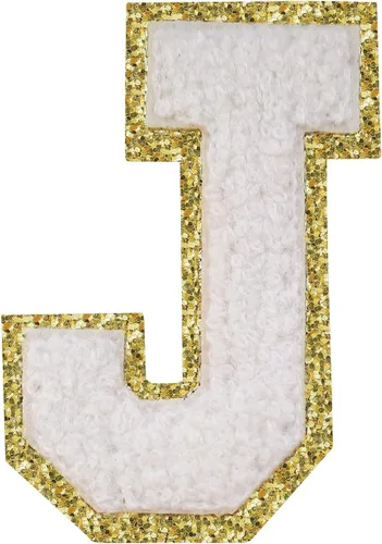 Miniatura 17 de Parches de letras termo-adhesivas de felpilla para chaquetas, parches de letras universitarias con brillantina para planchar en la letra azul A