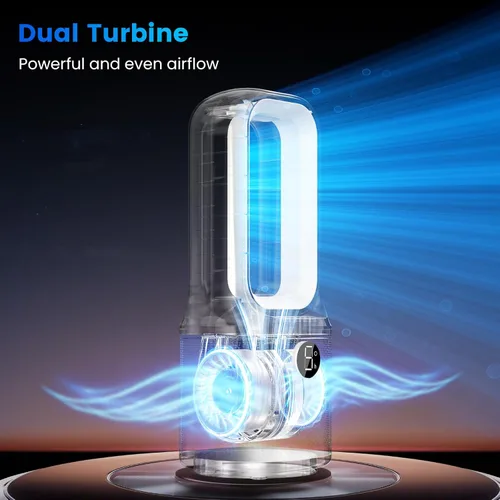 Miniatura 7 de Misby Ventiladores de escritorio pequeños y silenciosos, ventilador de mesa sin aspas de 13 pulgadas, 5 velocidades para un potente flujo de aire