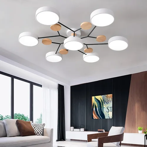 Miniatura 14 de Lámpara de techo LED regulable, lámpara de techo moderna de 9 pulgadas, montaje empotrado, de madera, de 12 W, lámpara blanca para sala de estar