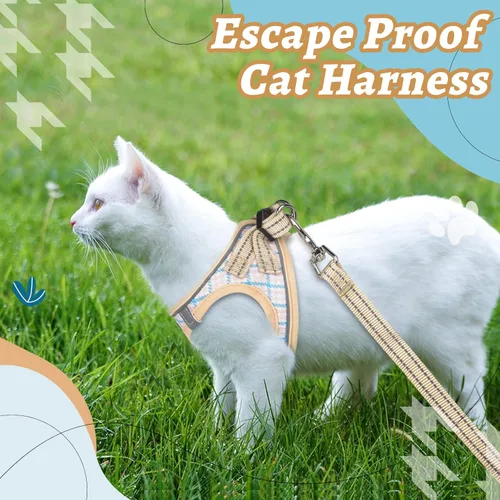 Miniatura 3 de Arnés para gatos y correa para caminar, arnés suave ajustable para gatitos, cachorros, gatos pequeños, chaleco reflectante a prueba de escapes