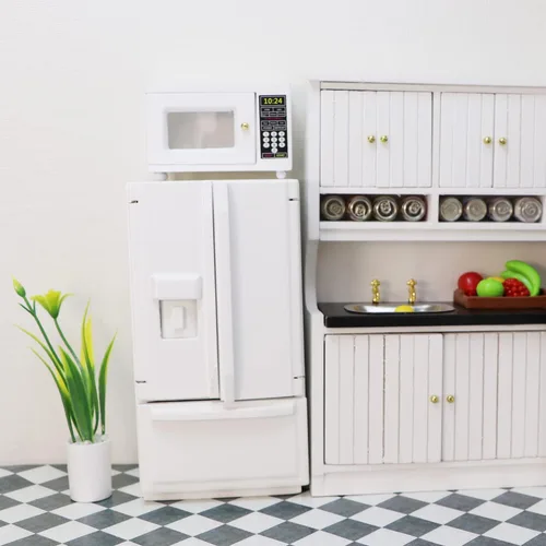 Miniatura 5 de Casa de muñecas en miniatura Nevera 1:12 Accesorios de decoración de muebles Mini refrigerador Cocina Sala de estar Escena Modelo Adornos