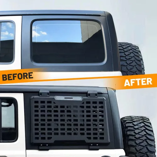 Miniatura 2 de Kit de panel lateral MOLLE para ventana trasera con almacenamiento, decoración protectora para la ventana trasera para Jeep Wrangler 2018-2025 JL