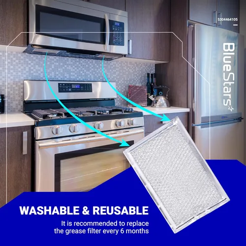 Miniatura 5 de BlueStars WB06X10608 5304464105 Filtro de grasa para microondas 5 x 7-5/8 pulgadas de repuesto - Compatible con microondas Frigi.daire GE