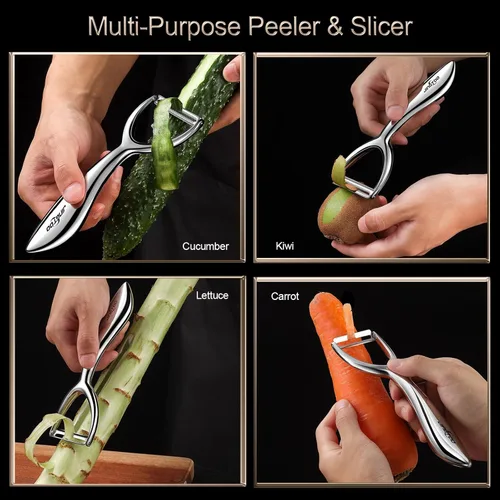 Miniatura 6 de Pelador de verduras de acero inoxidable, peladores de patatas prémium para cocina, pelador de frutas vegetales ultra afilado, pelador de zanahorias