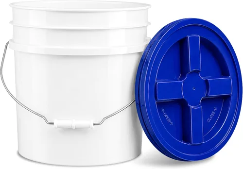 Miniatura 25 de ePackageSupply Cubo de 3.5 galones con tapa, cubo de grado alimenticio con tapa hermética de rosca con sello gamma hermético, plástico de Rojo