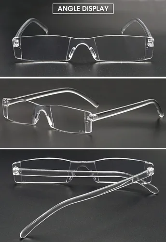 Miniatura 3 de VEVESMUNDO Gafas de lectura transparentes sin montura para hombres y mujeres, elegantes lectores estrechos