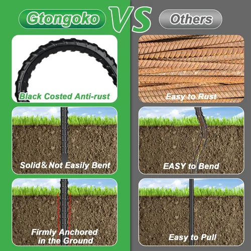 Miniatura 4 de Gtongoko Trampoline Stakes Heavy Duty, 12/16 Inch U-Shaped Ground Anchors, 8mm Galvanized Steel Rebar Wind Stakes for Trampoline Safety, Anti-Rust