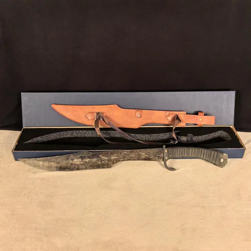 Miniatura 3 de SV Espada de corte artesanal hecha a mano de manganeso y acero, de tang completo, para exteriores, caza, camping, senderismo, supervivencia