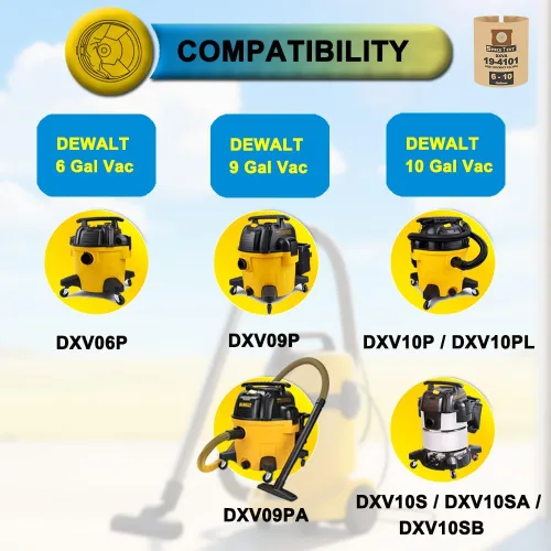Miniatura 2 de SpaceTent Paquete de 6 bolsas de filtro desechables DXVA19-4101 para aspiradora DEWALT de 6, 8, 9 y 10 galones, bolsas de aspiradora de tienda de 6