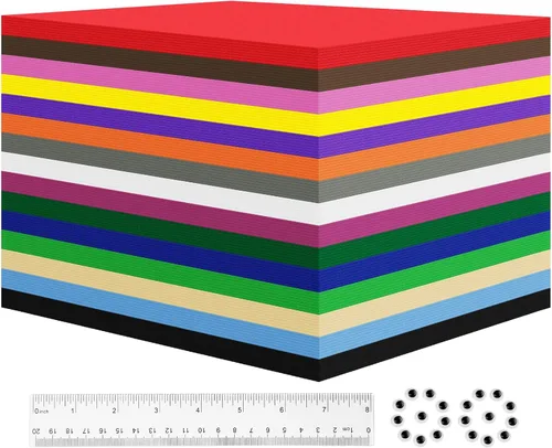 Miniatura 23 de biguphate Paquete de 48 hojas de espuma EVA, 11.8 x 7.87 pulgadas, papel de espuma de 0.079 pulgadas de grosor, 12 colores surtidos para artes