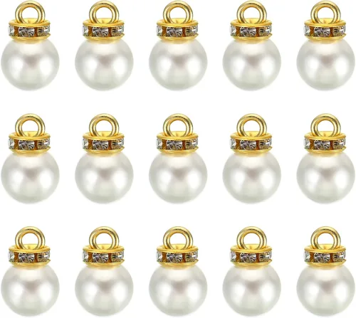 Miniatura 13 de PATIKIL 100 cuentas de perlas de perlas de imitación con diamantes de imitación DIY para hacer joyas, pulseras y aretes Plateado blanco