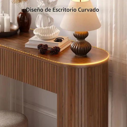 Miniatura 4 de Mesa consola de 55 pulgadas con 2 cajones, mesas de entrada acanaladas con almacenamiento, mesa de sofá detrás del sofá, mesas de pasillo, mesa