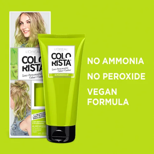 Miniatura 4 de L'Oréal Paris Color de Cabello Colorista Semipermanente para Cabello Rubio Claro o Decolorado, Verde Lima