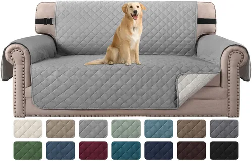 Miniatura 61 de H.VERSAILTEX Funda de sofá resistente al agua para sofá de 3 cojines, reversible, protector de muebles acolchado con correa elástica, funda de sofá