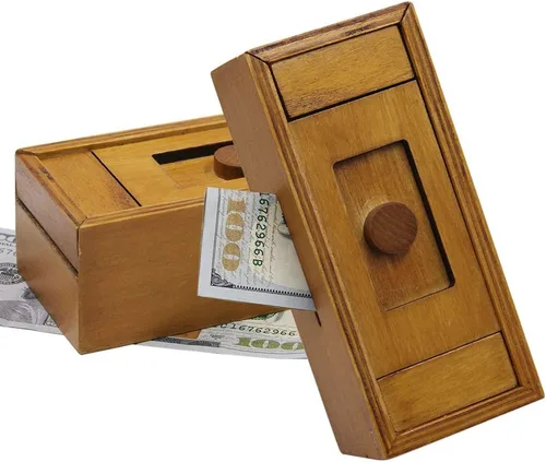 Miniatura 5 de ATDAWN Caja de Regalo de Rompecabezas con Compartimentos Secretos, Caja de Dinero de Madera para Desafiar Rompecabezas y Juegos Mentales