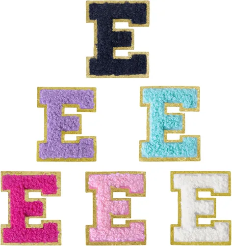 Miniatura 225 de 6 piezas de parches de letras de chenilla autoadhesivas, parches de letras preppy de 2 pulgadas para bolsos, ropa y sombreros, grandes pegatinas