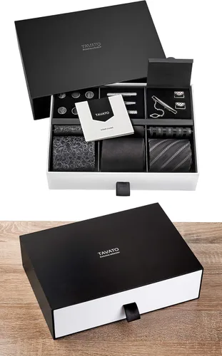 Miniatura 25 de Juego de corbata de regalo para hombre, corbata sedosa, bolsillo cuadrado, clips de corbata, gemelos para hombres