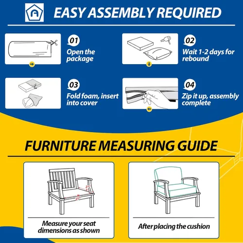 Miniatura 8 de AAAAAcessories Cojines de asiento para exteriores, resistentes a la decoloración, cojines de repuesto impermeables para muebles de patio, 21 x 21 x