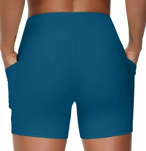 Miniatura 5 de THE GYM PEOPLE - Pantalones cortos de yoga para mujer, con cintura alta, control de abdomen y bolsillos profundos, para gimnasia, entrenamiento
