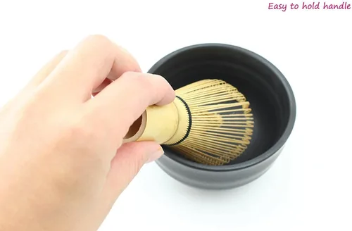 Miniatura 3 de Juego de batidor de matcha - Cepillo + cuenco de cerámica + cuchara, té verde japonés de bambú, juego de 3 piezas