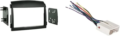 Metra 95-7320 Kit de tablero de instalación doble DIN para Hyundai Sonata 2006-2008, color negro y arnés de cableado 70-5520 para vehículos Ford