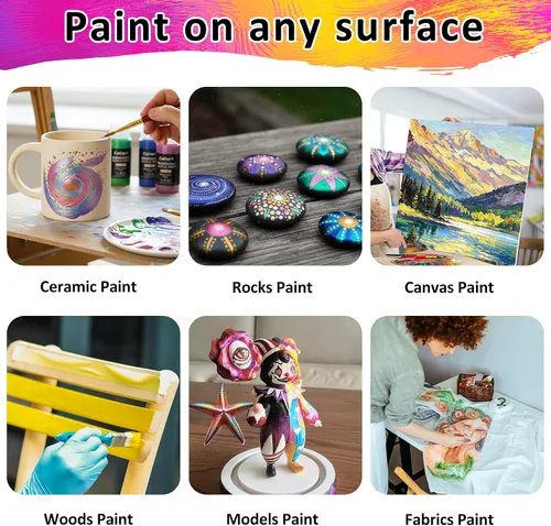 Miniatura 3 de Caliart - Juego de pintura acrílica iridiscente de 24 colores camaleón con 12 pinceles Craft Painting kit for Adults Artists Beginners, Rich