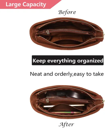Miniatura 3 de Doxo Organizador de bolso para bolsos, organizador de bolsas de terciopelo con diseño de cremallera, compatible con cubeta pequeña Celine, Triomphe