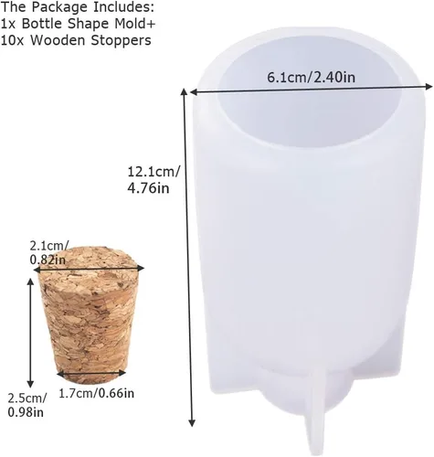 Miniatura 2 de Molde de resina para pantalla de lámpara con 10 tapones de madera, moldes de silicona con forma de botella creativa para fundición de resina epoxi