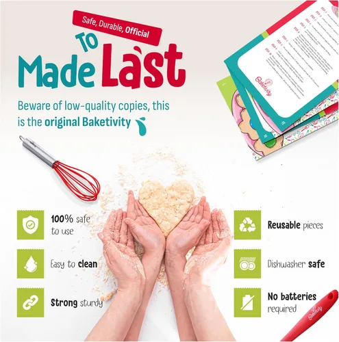 Miniatura 6 de Baketivity Juego de 31 herramientas para hornear para niños, utensilios de cocina reales para niños, accesorios de cocina seguros, duraderos y Set