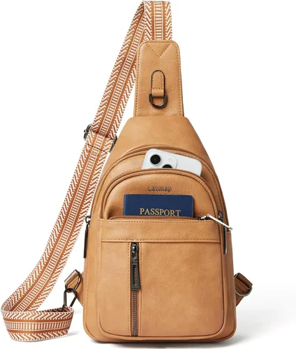 Miniatura 17 de LATMAP 7L Bolsa de Cintura para Hombres y Mujeres Mochila de Cadera Riñonera Bandolera Bolso de Hombro Cinturón de Viaje Bolso de Mano de PU Cuero