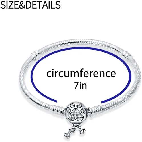 Miniatura 2 de KUNSIR Pulsera de cadena de serpiente de plata de ley 925 con circonita cúbica 5A, hebilla de garras linda compatible con dijes Pandora, pulseras