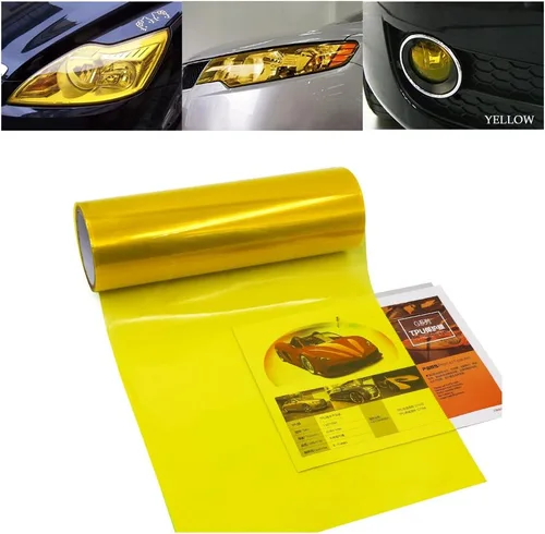 1797 Película de tinte para faros delanteros, luz antiniebla, luz trasera de vinilo tintado amarillo, adhesivo de color autoadhesivo brillante