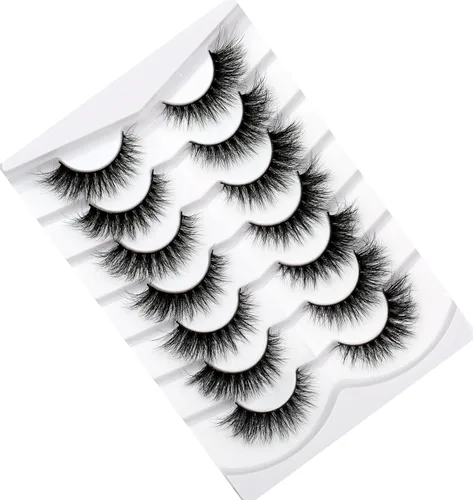 Miniatura 569 de Pooplunch - Pestañas postizas finas de visón sintético, estilo ojo de gato, naturales, cruzadas, tipo racimo, efecto 8D de volumen, tiras