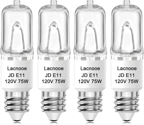 Miniatura 8 de Bombilla E11, Bombillas de Luz Halógenas JDE11 120V 50W, Base de Mini Candelabro T4, Regulable 2700K Blanco Cálido, 4PCS Bombilla de Luz E11