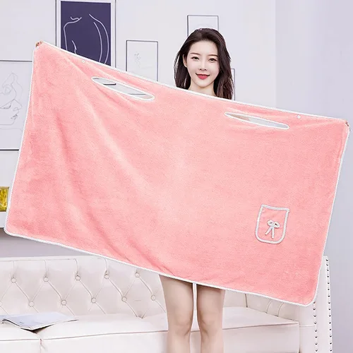 Miniatura 3 de Toalla de baño para niñas, forro polar coral, absorbente, bata de baño, bata de baño, playa, spa, sauna, bata de ducha