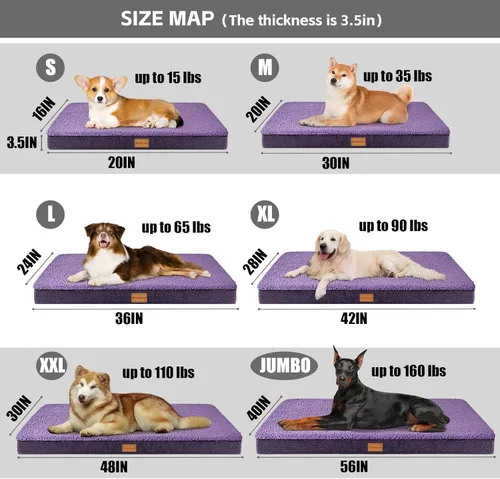 Miniatura 5 de Cama ortopédica para perros Patas Lague de tamaño grande 36''X24'', suave, impermeable, de espuma en forma de caja de huevos, cama para jaula