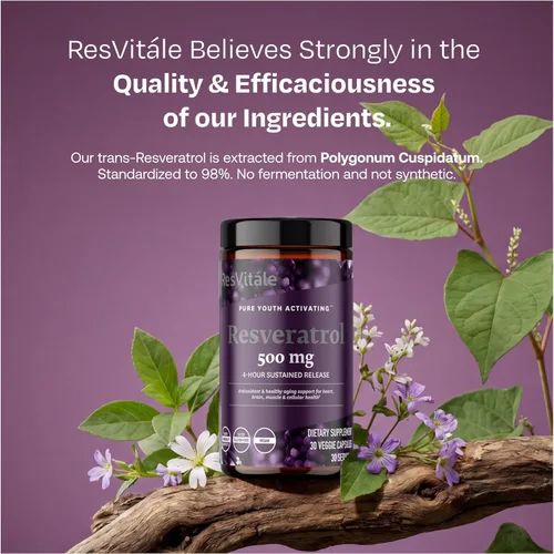 Miniatura 4 de ResVitále Resveratrol 500 mg - Suplemento de resveratrol para hombres y mujeres - 30 cápsulas vegetales
