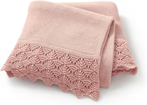 Miniatura 11 de Hadetoto Manta de bebé de 31 x 40 pulgadas, manta de punto de algodón suave para niños recién nacidos, cuna, guardería (beige)