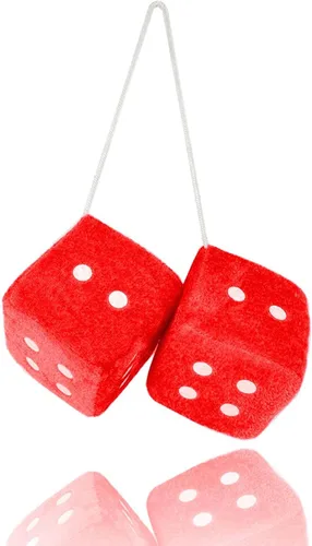 Miniatura 8 de Par de dados de felpa negros peludos de 2.75 pulgadas clásico vintage [dados nostálgicos de los años 80 para espejo de automóviles] para espejos