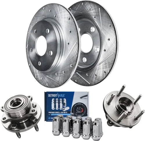 Miniatura 30 de Detroit Axle - Kit de freno trasero para Mercedes-Benz ML320 1998-2003, rotores de freno de disco ranurados perforados 03-05 ML350 Pastillas