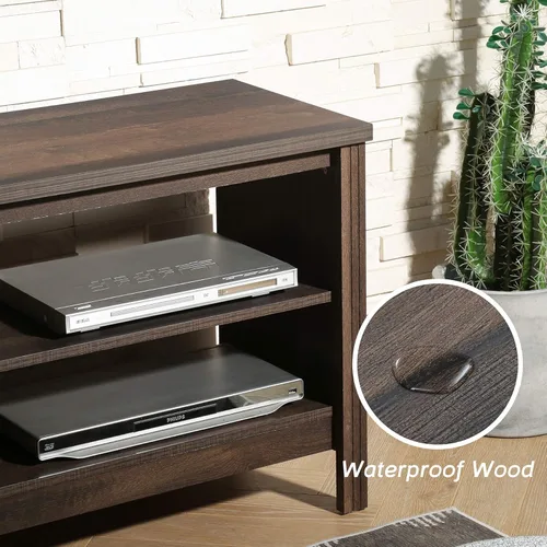 Miniatura 6 de WAMPAT Soporte de TV para TV de 75 pulgadas, centro de entretenimiento espresso para consola de TV de 70 pulgadas con 6 almacenamiento para sala