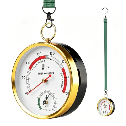 Andelov - Termómetro e higrómetro de sauna (FahFahrenheit) con soporte de cordón, monitor portátil de temperatura y humedad para tienda de campaña