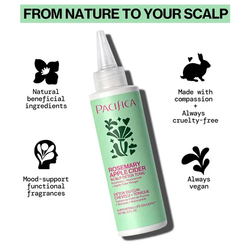 Miniatura 12 de Pacifica Tónico Desintoxicante para el Cuero Cabelludo – Exfoliante para el Cuero Cabelludo de Romero y Vinagre de Sidra de Manzana, Enjuague
