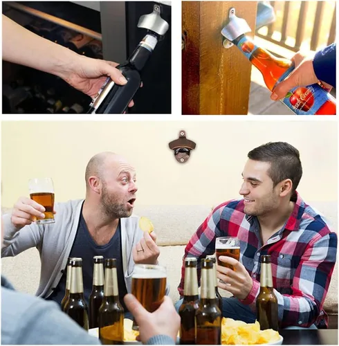 Miniatura 6 de ANSLYQA Paquete de 20 abridores de botellas montado en la pared, abrebotellas de cerveza vintage con tornillos para bares, hoteles KTV, hogares