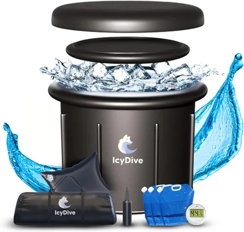 XL 105GL - Tina de inmersión fría para adultos, baño de hielo inflable aislado de 5 capas y bañera de recuperación con bomba, termómetro, 3 paquetes