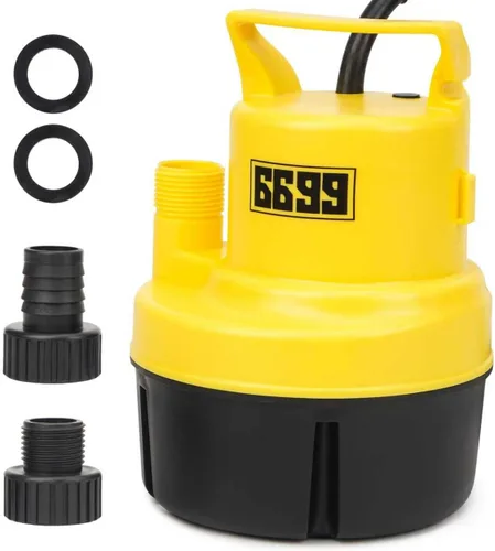 Miniatura 7 de Bomba sumergible de sumidero 1/4 HP 1500 GPH Bomba de agua termoplástica eléctrica portátil de transferencia con cable de 10 pies para piscina