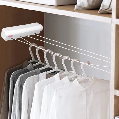 Miniatura 8 de Tendedero retráctil para exteriores para interiores y exteriores, secadora de ropa flexible de plástico, colgador de cuerda telescópica de plástico