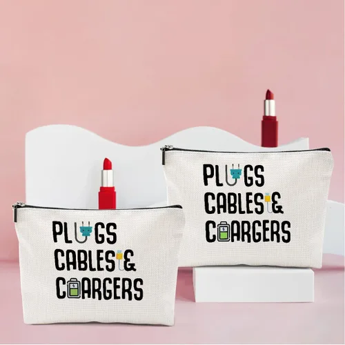 Miniatura 4 de Bolsa organizadora de cables de 2 piezas, divertida bolsa de maquillaje, bolsa de carga, bolsa de cosméticos, bolsa de almacenamiento de viaje