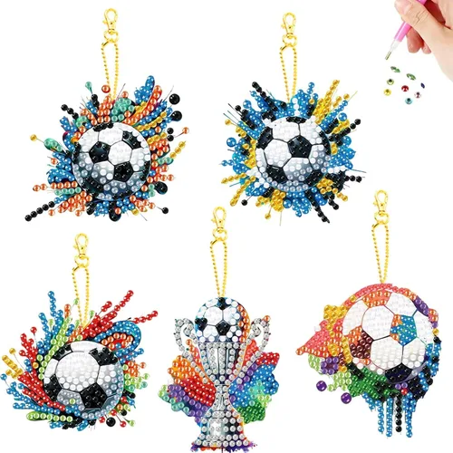 Miniatura 13 de YUE ZHE 9 llaveros de pintura de diamantes de animales, kits de arte de diamantes de animales para adultos, pintura 5D de doble cara para adultos